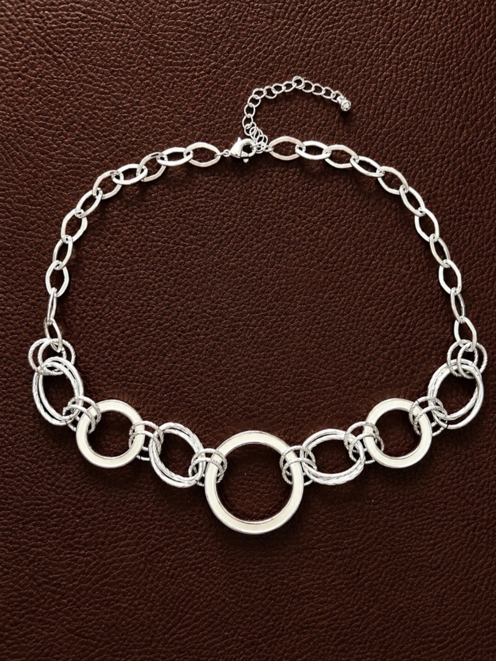 Silver-Tone Interlocking Circle Necklace